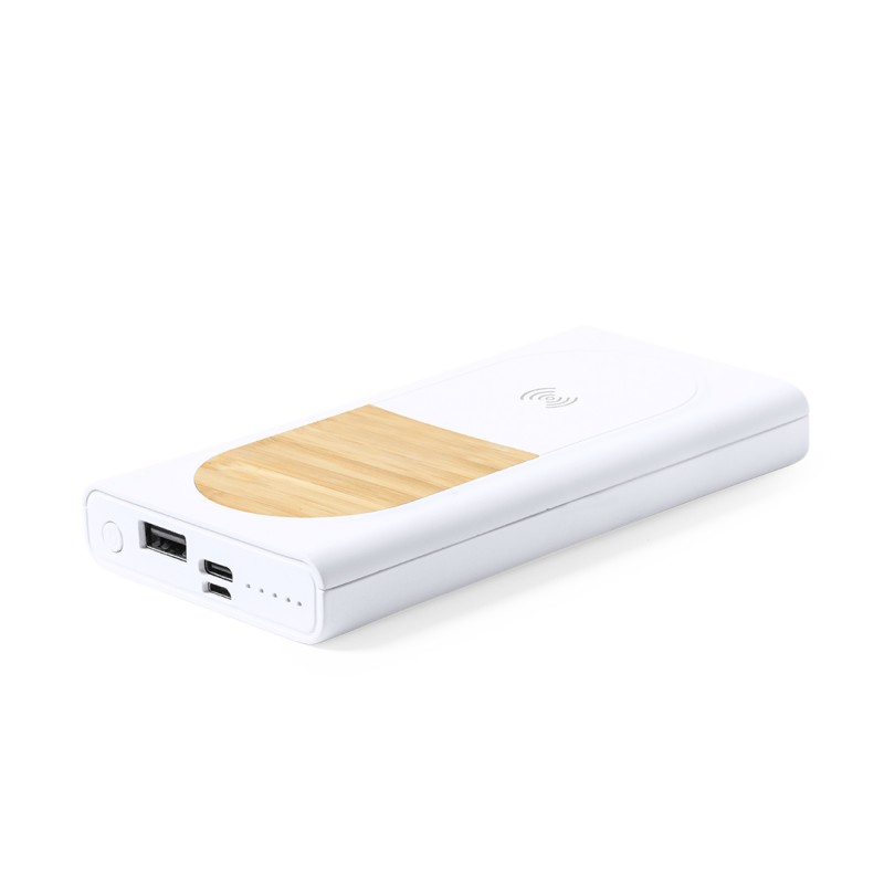 Ditte - Drahtlos 15W. 8000 mAh. 1 USB und 1 Typ C Ausgänge. Micro USB und Typ C Eingang | Bambus/ PLA Kompostierbar Ditte - Drahtlos 15W. 8000 mAh. 1 USB und 1 Typ C Ausgänge. Micro USB und Typ C Eingang | Bambus/ PLA Kompostierbar