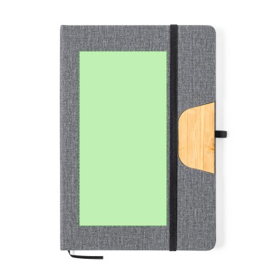 Halderan - Thermoskanne Rostfreier Stahl/ Bambus, 640 ml. Notizblock P