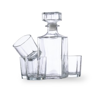 Rockwel - Dekanter 1 L. 4 Trinkbecher Glas 200 ml | Borosilikat