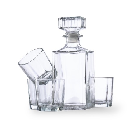Rockwel - Dekanter 1 L. 4 Trinkbecher Glas 200 ml | Borosilikat
