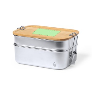 Vickers - 2 Compartiments 340 et 600 ml. Fermeture Sécurité | Acier Inox Recyclé/ Bambou