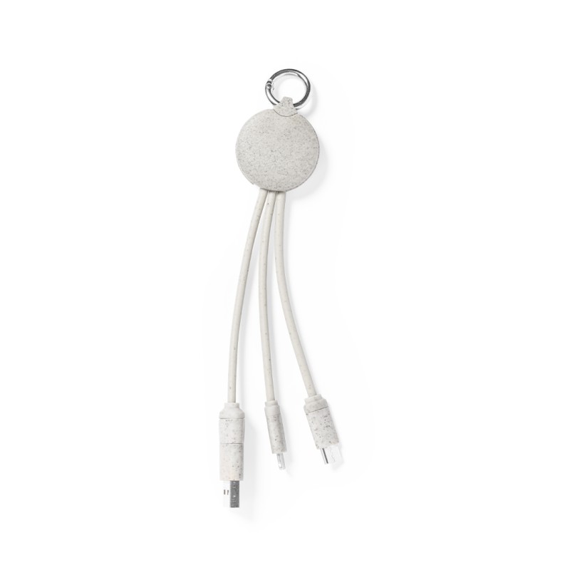 Dumof - Connexion Micro USB, Type C et Lightning 5V DC 2.4A | Paille de Blé/ ABS