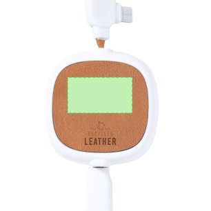 Sherat RCS - Câble Extensible. Connexion Micro USB, Type C et Lightning 5V DC 2.4A | Cuir Recyclé/ ABS Recyclé