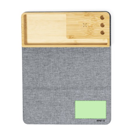 Hossian - Pliable. Chargeur Sans Fil 15W. Antidérapant | Polyester 300D RPET/ Suédine/ Bambou