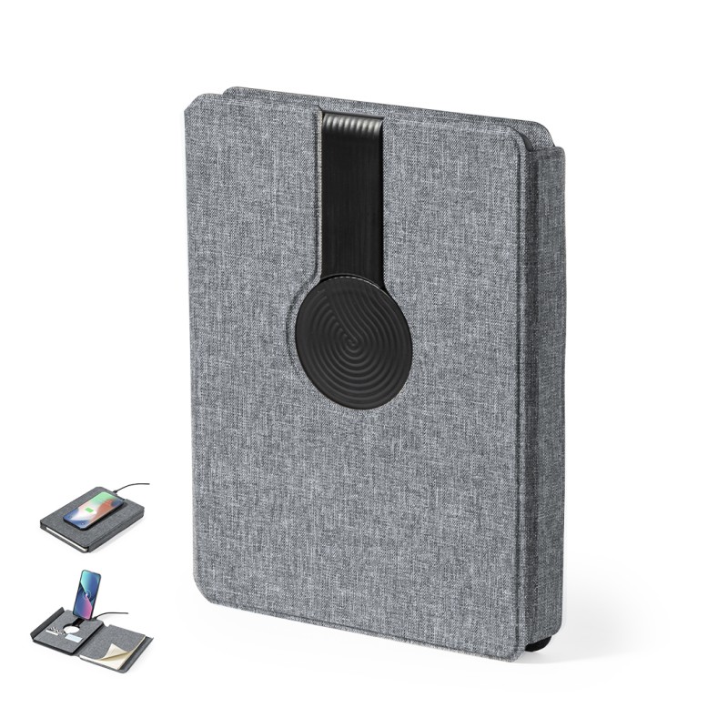 Morrison - Chargeur Sans Fil 10W. Power Bank 5000 mAh. Bloc 65 Feuilles. Sortie et Entrée Type C | Polyester 300D RPET