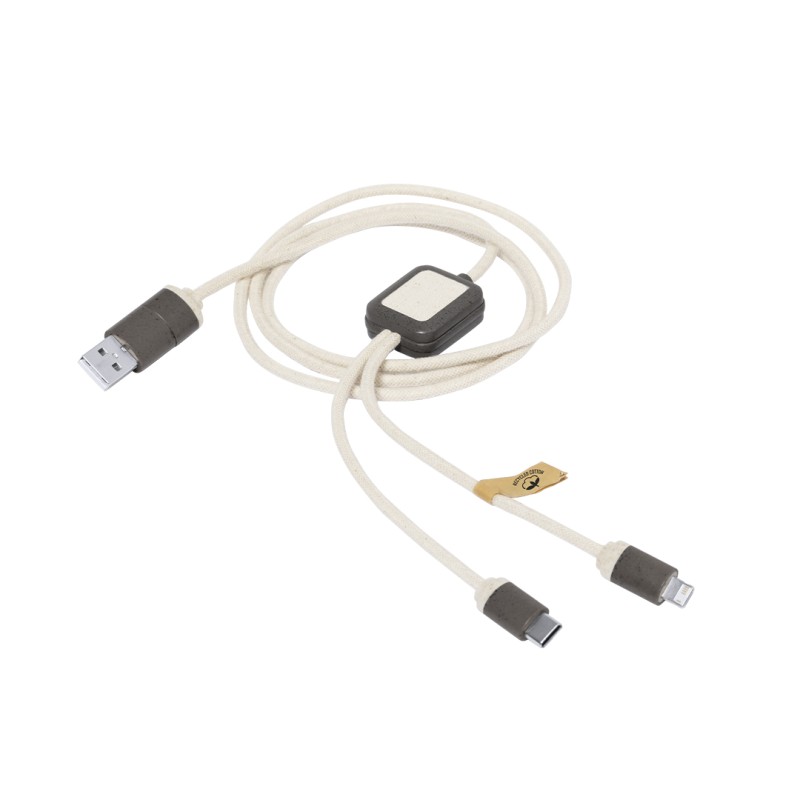 Seymur - Anschluss Micro USB, Typ C und Lightning 5V DC 2.4A | Kaffeefaser/ ABS/ Reclycling Baumwolle