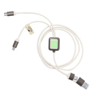 Seymur - Anschluss Micro USB, Typ C und Lightning 5V DC 2.4A | Kaffeefaser/ ABS/ Reclycling Baumwolle