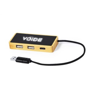 Ginger - Led Lichter. 1 Typ C Hub. 2 Hubs USB 2.0 | Bambus