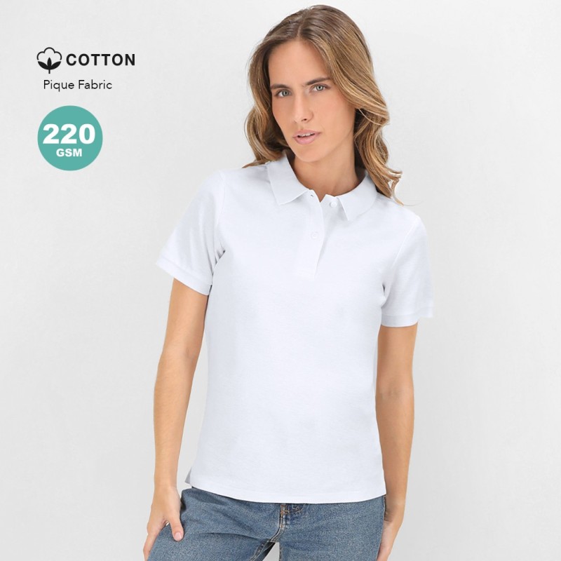 Polo Femme Blanc avec logo promotionnel Koupan Polo Femme Blanc avec logo promotionnel Koupan