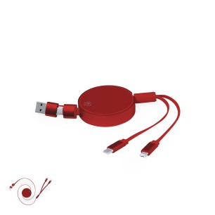 Freud - Ausziehbares Kabel. Anschluss Micro USB, Typ C und Lightning 5