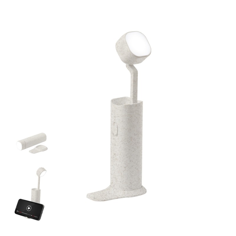 Olan - 12 Leds. Hauteur Réglable. Lumière à Intensité Réglable. Batterie 1.200 mAh | Paille de Blé/ ABS