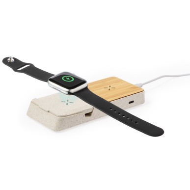 Barichen - Drahtlos 15W. Typ C Ausgänge | Weizenstroh/ ABS/ Bambus