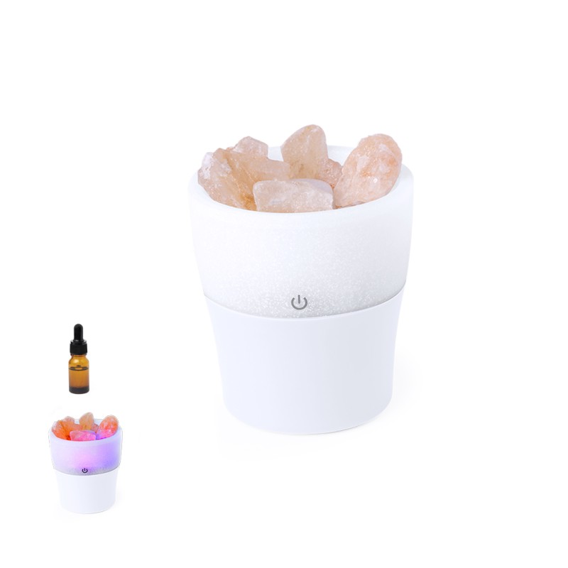 Boucher - Pierres Roses de Sel de l'Himalaya. Huile 10 ml. Arôme Lavande. Lumières Led Multicolores. 150 ml. 1 Mode de Vapeur. C