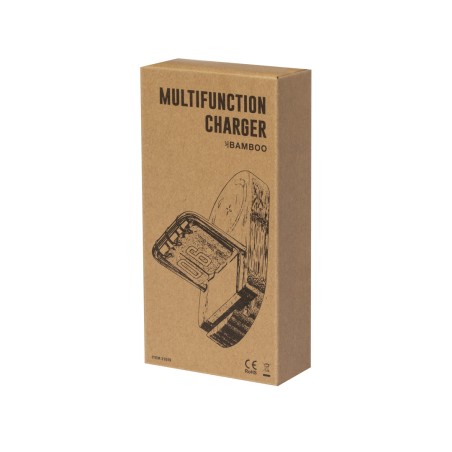 Sainford - Drahtlos 15W. 50 Haftnotizen 4,5 x 4,5 cm. USB Ausgang. Typ C Ausgänge und Eingang | Bambus/ Metall