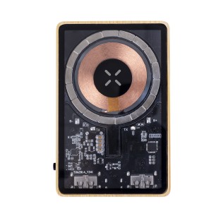 Dominik - Drahtlos 15W. Magnetisch. 5000 mAh. Typ C Ausgänge und Eingang | Bambus