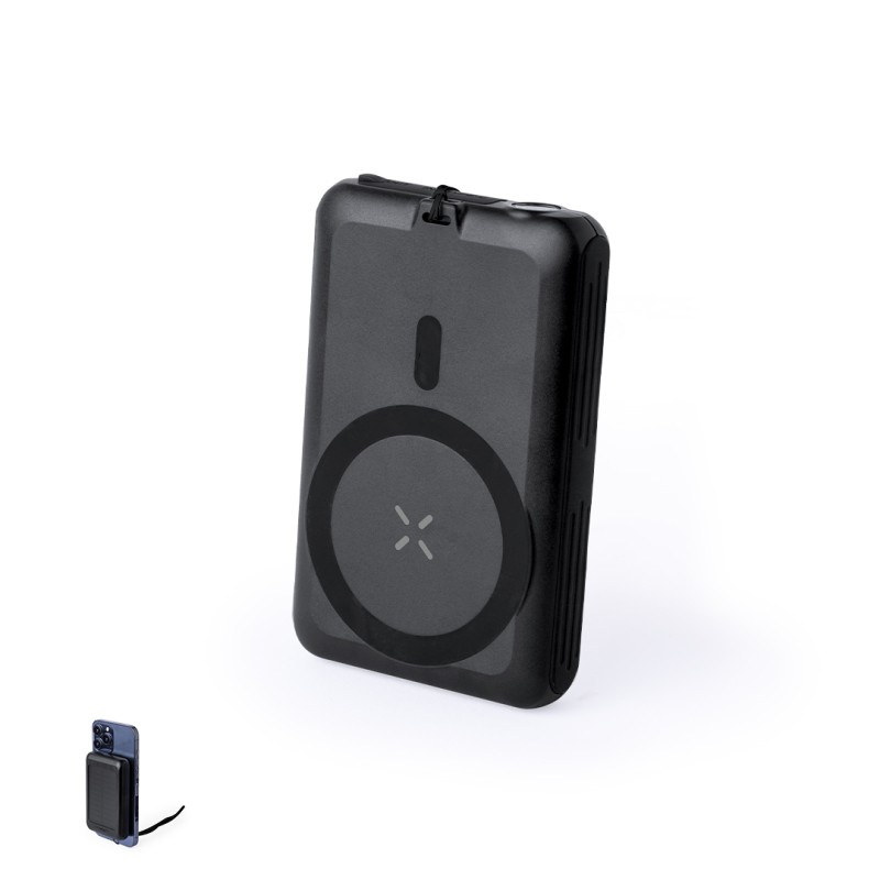 Haryin - 1 Led. 2 Lichtpositionen, Festes und Blinkendes. Drahtlos 5W. Magnetisch. 5000 mAh. Solarladung. USB und Typ C Ausgang.