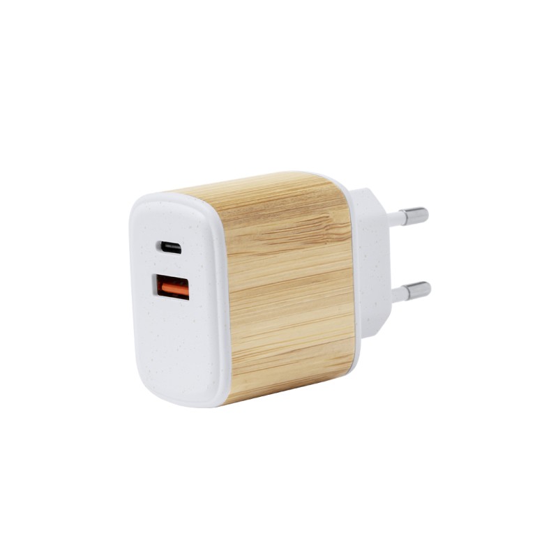 Sugax - Schnelle Aufladung. 1 USB Ausgäng und 1 Typ C Ausgang | Weizenstroh/ ABS/ Bambus Sugax - Schnelle Aufladung. 1 USB Ausgäng und 1 Typ C Ausgang | Weizenstroh/ ABS/ Bambus