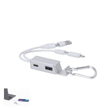 Leony - 1 Typ C Hub. 1 Hub USB 2.0. Anschluss Micro USB, Typ C und Lig