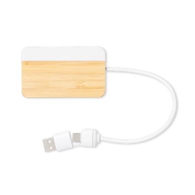 Layais - 1 Port Type C. 2 Ports USB 2.0 | Bambou/ Extrait Marbre