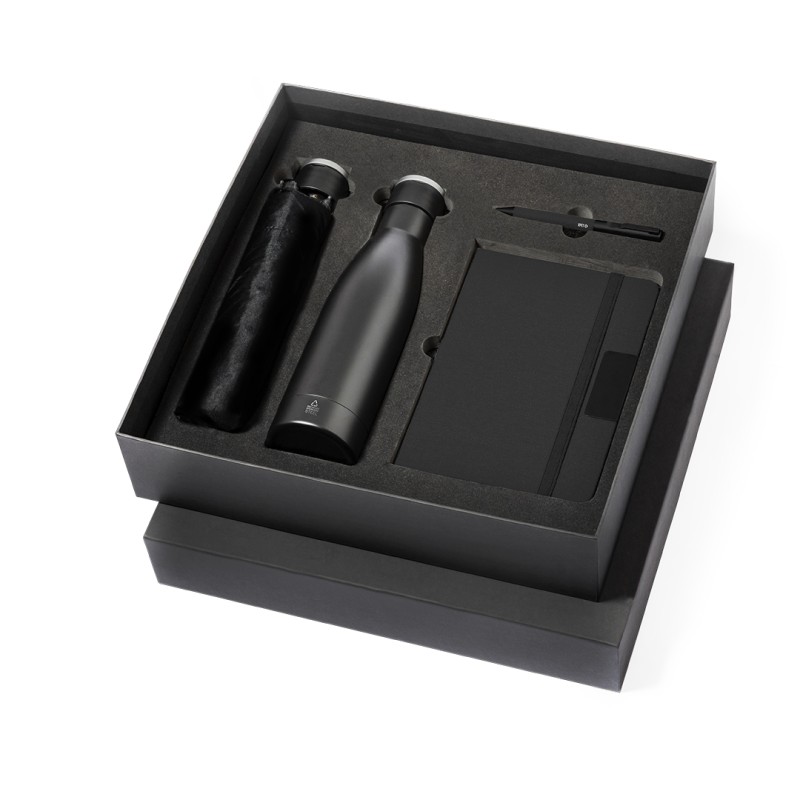 Gregory - Wärme Flasche Reclycling Rostfreier Stahl, 500 ml. Notizblock Polyester 300D RPET, Hardcover-Abdeckung, 80 Blätter. Po Gregory - Wärme Flasche Reclycling Rostfreier Stahl, 500 ml. Notizblock Polyester 300D RPET, Hardcover-Abdeckung, 80 Blätter. Po