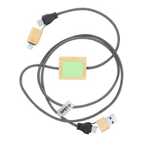 Segers - Geeignet für die datenübertragung. Anschluss Micro USB, Typ C und Lightning PD 60W | Bambus/ Polyester RPET