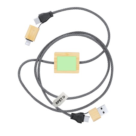 Segers - Geeignet für die datenübertragung. Anschluss Micro USB, Typ C und Lightning PD 60W | Bambus/ Polyester RPET