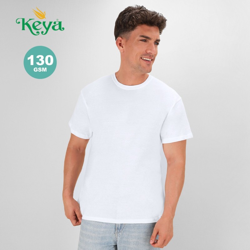 T-Shirt Adulte Blanc "keya" avec logo personnalisé MC130 T-Shirt Adulte Blanc "keya" avec logo personnalisé MC130