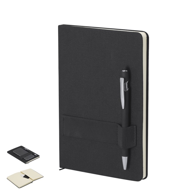 Rubin - Hardcover-Abdeckung. 80 Blätter. Kugelschreiber Aluminium Inklusive. Gummierung. Jumbo Mine | Polyester 600D RPET