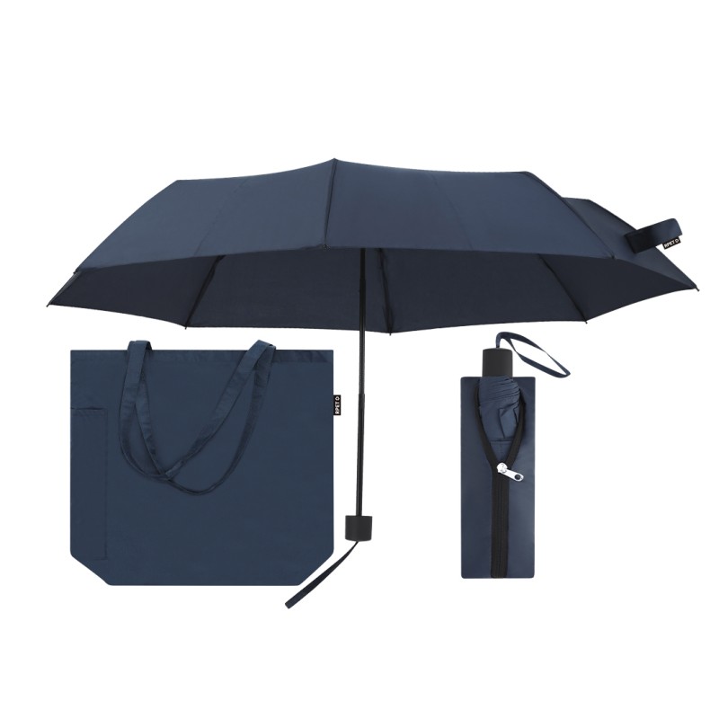 Escan - 21". Système Anti-Vent | Sac Pliable et Parapluie Pongé 190T RPET. Tiges Fibre de Verre