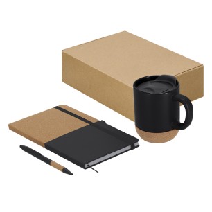 Forar - Tasse Keramik/ Kork, 330 ml. Notizblock PU/ Kork, Hardcover-Ab