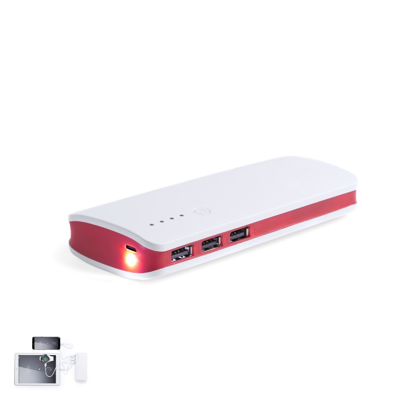 Kaprin - 1 Led. 10000 mAh. 3 Sorties USB. Entrée Micro USB. Câble Non Incluse