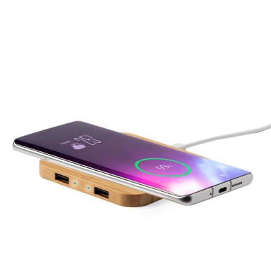 Dumiax - Drahtlos 10W. 2 USB Ausgänge | Bambus