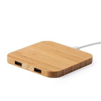 Dumiax - Drahtlos 10W. 2 USB Ausgänge | Bambus