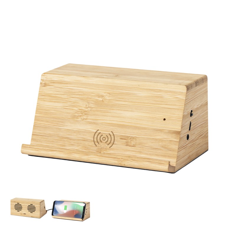 Zaphir - Sans Fil 10W. Connexion par Induction. Puissance Sonore 3Wx2. Batterie 1.200 mAh | Bambou