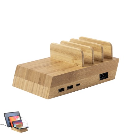 Lupint - Sans Fil 10W. 2 Sorties USB et 1 Sortie Type C | Bambou